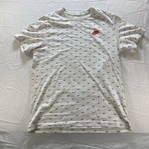 Nike The Nike Tee All Over Mini Swoosh Print White Shirt Mens Medium